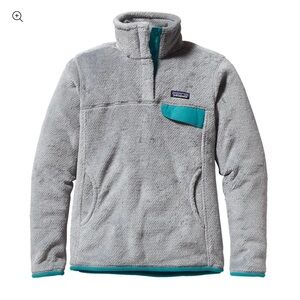 Patagonia Gray and Teal Snap Fleece